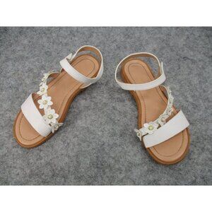 Pandaninjia Girls Sandals Size 3 White Floral Sandals Flower Holy Communion